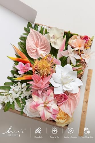 Ling's moment Artificial Pink Wedding Flowers Box, Sorbet Tropical, Deluxe - Image 6