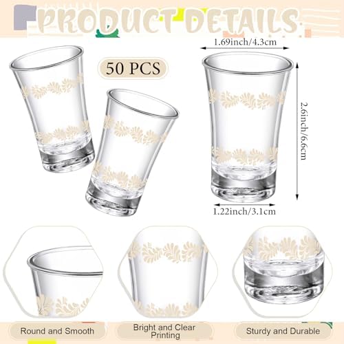 SiliFine 50 Sets Cielito Lindo Shot Glasses Favors, Wedding, Beige - Image 5