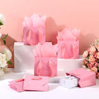 Qilery 50 Pcs Wedding Paper Gift Bags Bulk with Tissue Paper Small Gift Bags with Handle and Tags for Birthday Wedding 4th of July Party Business(Pink,4.7 x 2.4 x 3.9'') - Image 4