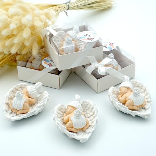 Baby Shower Favor, Set of Stone Angel with Wing Baby Favor Magnet, Pink white Blue Baby Favor Boy with Thank You Tags, Favor, Magnets, Gender Reveal (White, Set of 30) - Image 6