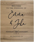 Andaz Press Large Wooden Welcome Sign for Wedding Modern Rustic Welcome Sign 16" x 20" Custom Names Date & Location Wedding Signage English Oak MDF Wood Finish Wedding Reception Indoor Outdoor Signs by AndazPress