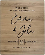 Andaz Press Large Wooden Welcome Sign for Wedding Modern Rustic Welcome Sign 16" x 20" Custom Names Date & Location Wedding Signage English Oak MDF Wood Finish Wedding Reception Indoor Outdoor Signs by AndazPress