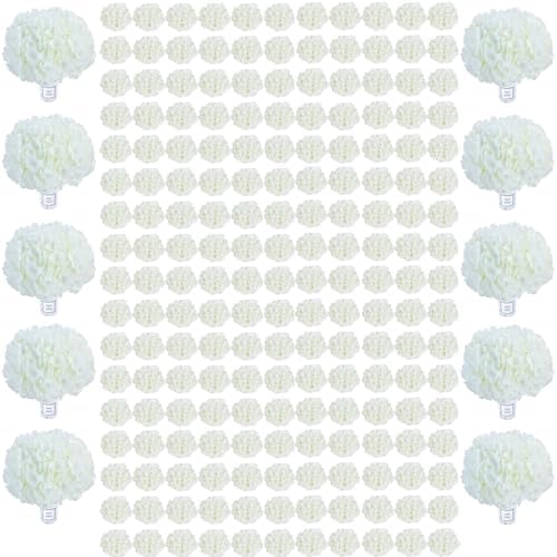 AVIVIHO 305Pcs Fake Flowers White Hydrangea Artificial Flowers Bulk (Not Squished, No Steaming Need) Ivory Silk Flowers with Stems for Party Wedding Home Table Centerpieces Baby Shower Decor by Aviviho