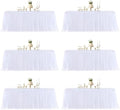 White Table Cloth Rectangle Table Covers for 6 Foot Tables, White Tulle Table Skirt Rectangle Table 6ft Stretch Tulle Tablecloth Skirt Fitted Elastic Banquet Party Wedding Table Cloth for 6 Foot Table by HBBMAGIC