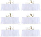 White Table Cloth Rectangle Table Covers for 6 Foot Tables, White Tulle Table Skirt Rectangle Table 6ft Stretch Tulle Tablecloth Skirt Fitted Elastic Banquet Party Wedding Table Cloth for 6 Foot Table by HBBMAGIC