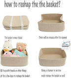XUANGUO Small Woven Storage Baskets for Shelves, 13" x 9" x 5", Oatmeal - Image 7