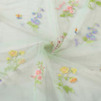 Floral Gauze Table Runner Green 10ft Embroidery Tulle Spring Wildflower - Image 4