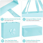 Catlovecorn 20 Pack Large Light blue Gift Bags, 16.5 x 5.5 x 12.6 In - Image 3