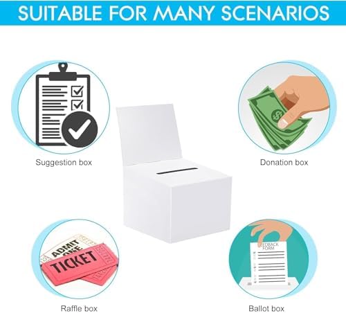 Raffle Boxes Ballot Box for Fundraising,Cardboard Box with Slot for Ticket and Removable Header Donation Boxes for Collecting Business Card Voting Contest (White 40 PCS, 6.5×4.5×4.5inch) - Image 4