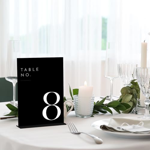 Black Wedding Table Numbers 1-25 with Stands, 5"x7" Black Acrylic Table Numbers with White Font, Perfect for Wedding Party Reception(1-25, 5"x7") - Image 6