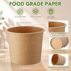 Honeydak 200 Pcs 11 oz Kraft Paper Ice Cream Cups Disposable Dessert Bowls for Hot or Cold Food Brown Paper Snack Containers for Sundae, Frozen Yogurt, Soup Baby Shower Party Supplies - Image 2