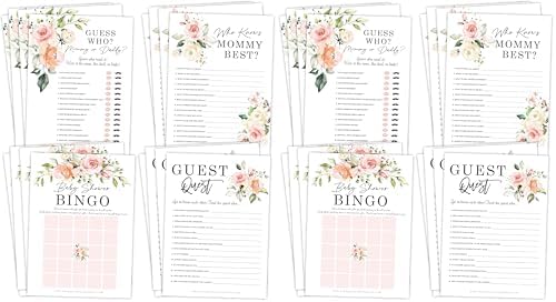 Your Main Event Prints Floral Baby in Bloom Baby Shower Games, Fun Activities for 25 Guests(Bingo, Who Knows Mommy Best, Guest Quest and Guess Who) (Pack of 2) by YourMainEventPrints