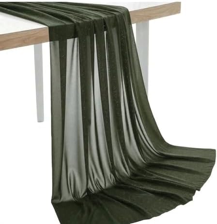 Pack of 5 Yard Chiffon Drapery Fabric, 60" Wide, Multiuse - Olive Green by MDS