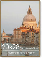 20x28 Metal Picture Frame, Aluminum Poster Frame with Real Glass, Bronze by FLYJOE