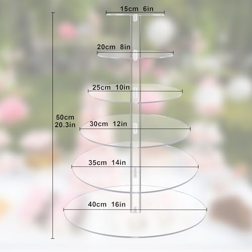 YestBuy Large Cupcake Stand,6 Tier Cupcake Tower, Round Cupcake Holder for 80 cupcakes, Clear Acrylic Cupcake Display Stand for Parties Events Gatherings and Dessert Table - Image 4