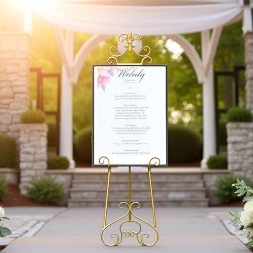 60” H Gold Easel Stand for Sign Large Adjustable Metal - Image 2