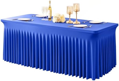 1 Pack Royal Blue Spandex Tablecloths for 8 Foot Rectangle Tables by PartyTalk