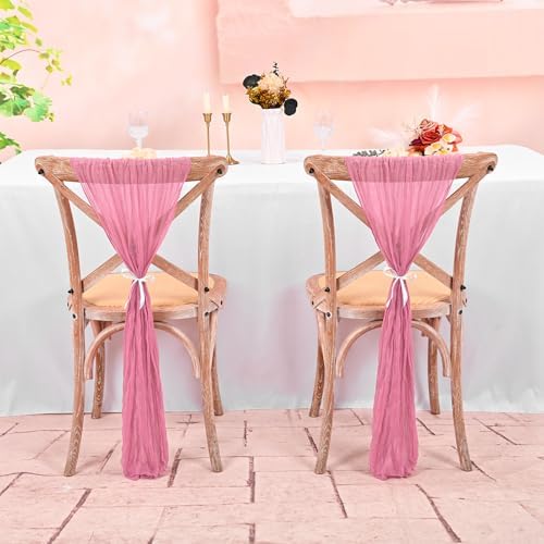 60 PCS Dusty Rose Chair Sashes Cheesecloth ChairSashes Rustic Chair Decorative Bows Designed ChairCover for Wedding Banquet Party Aisle Home Kitchen Decoration (16 x 70 inch) - Image 7