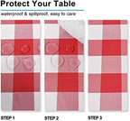 Hiasan Checkered Rectangle Tablecloth 54 x 108 Inch, Red and White - Image 3