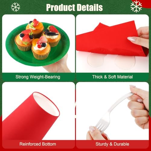 Kochorie 350 Pcs Christmas Plates and Napkins Set Disposable Party Supplies - Image 3