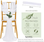 QueenDream White Sashes Wedding Chair Decorations: 50PCS Tulle Chair Cover Bands Aisle Sheer Chairs Bows for Indoor Outdoor Ceremony Banquet - Image 6