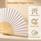 Paper Hand Fans, 8.3 Inch Foldable Handheld Fans for Wedding Favors, Party Decorations, Bridal Shower, Baby Shower, Summer Cooling, (White 50pcs) - Image 3