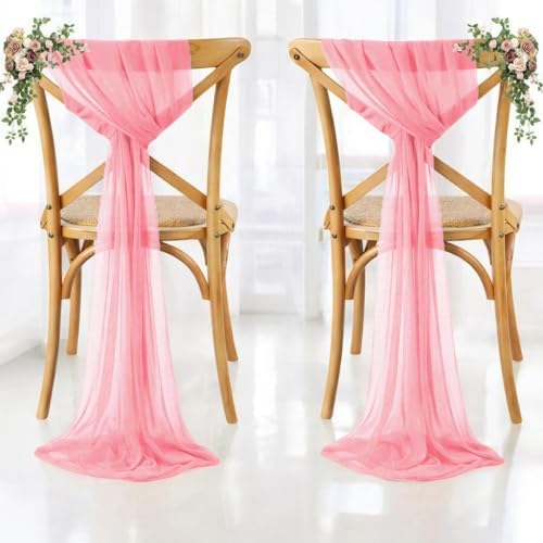 MDS Pack of 125 Chiffon Chair Sashes for Wedding & Event Décor - Coral - Image 6