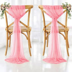 MDS Pack of 75 Chiffon Chair Sashes for Wedding & Event Décor - Coral - Image 6
