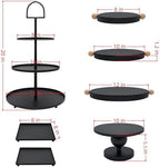 Set of 7 Black Cake Stands Metal Dessert Display Holder Table Decor - Image 2