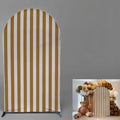 FiVan Arch Covers Brown Stripes Stretchy Backdrop for Birthday Baby Shower Party Decoration 3x6ft Baptism Background Props by FiVan