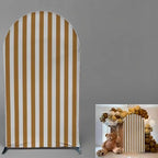 FiVan Arch Covers Brown Stripes Stretchy Backdrop for Birthday Baby Shower Party Decoration 3x6ft Baptism Background Props by FiVan