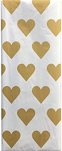 Jillson & Roberts 20" x 30" Printed Love Gift Tissue Gift Wrapping Supplies, Golden Hearts, 48 Folded Sheets - Image 2