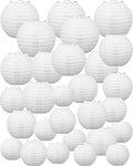 Treela Paper Lanterns Bulk, 5 Sizes, Round Chinese Lamp, White, 80 Pcs by Treela