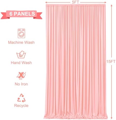 30ft x 15ft Blush Pink Wrinkle Free Backdrop Curtains for Wedding Party Backdrops Curtain Drapes Fabric Decorations Photo Back Drop Cloth for Baby Shower Photography Stage Reception - Image 6