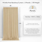 10ftx12ft Champagne Backdrop Curtain for Wedding Party 2 Panels 5×12FT Tall - Image 4