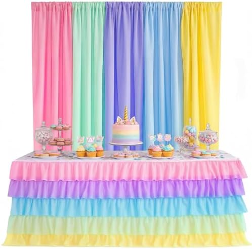 Tingjoo 6 Pack Pastel Rainbow Party Backdrop Decorations by Tingjoo