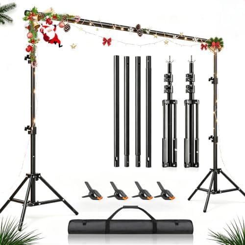 BEIYANG 6.5x10 FT Backdrop Stand, Adjustable Photo Background Stand Support kit with Carry Bag for Parties, Decoration, Wedding, Photo Video Studio Shooting by BEIYANG