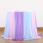 14ft Pink Blue Purple Tulle Table Skirts for Mermaid Baby Shower Birthday Party Wedding Pastel Tutu Table Cloth Cover for Rectangle Tables or Round Tables for Unicorn Cake Dessert Table Decorations - Image 4
