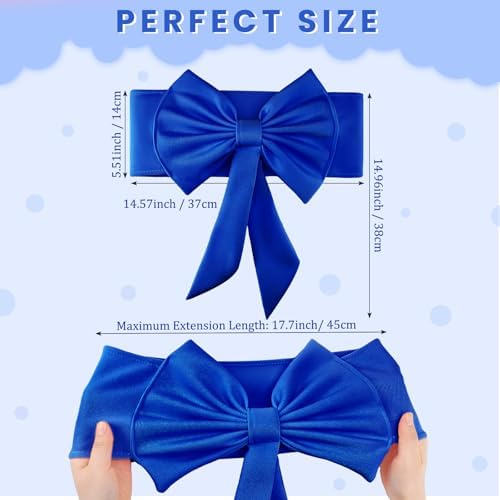 10 Pcs Spandex Chair Sashes Elastic Bows for Wedding Party, Blue - Image 2