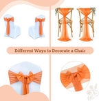 MDS Pack of 75 Chiffon Chair Sashes for Wedding & Event Décor - Orange - Image 4