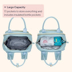 BabbleRoo Leather Diaper Bag Backpack - Baby Essentials Travel Baby Bag, Multi function, Water Resistant, with Changing Pad, Stroller Straps & Pacifier Case – Unisex, Powder Blue - Image 4