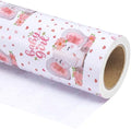 WRAPAHOLIC Jumbo Baby Girl Wrapping Paper - 30 Inch x 100 Feet Jumbo Roll - Adorable Pink Elephant Design for Baby Shower, Party, Holiday by WRAPAHOLIC