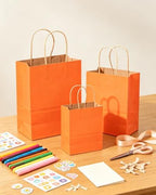 qiqee 100PCS Gift Bag with Handles Bulk Kraft Orange Paper Bags Assorted Sizes (33-Large, 33-Medium, 34-Small) - Image 6