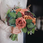 100 Pcs Artificial Foam Rose Flower Faux Bouquet Wedding Fake Rose Gift for Mother's Day Women DIY Bridal Shower Party Table Birthday Home Spring Decor (Shades of 1970s) - Image 4