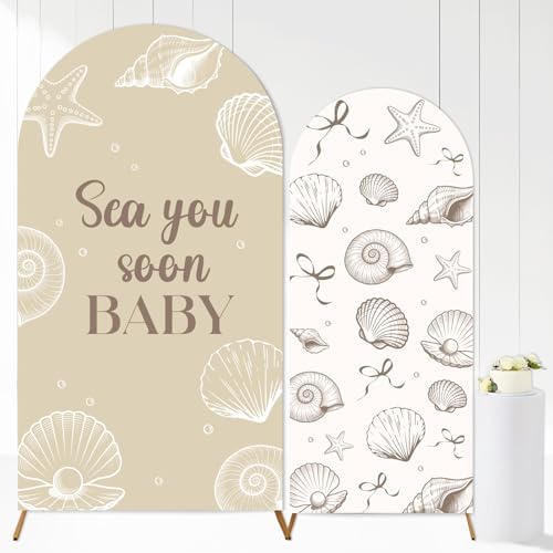 2PCS Sea You Soon Baby Arch Backdrop Cover Under the Sea Backdrop 6ft 7.2ft by Tarndom