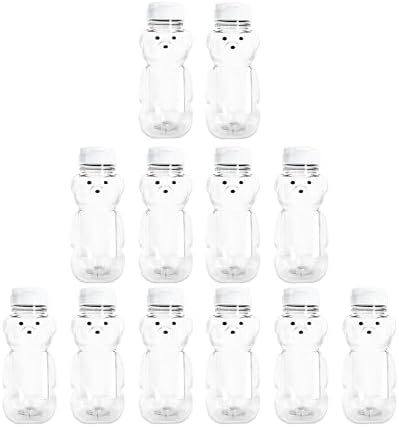 8 Ounce Plastic Squeezable Honey Bears with Sealable Flip Top Lids - BPA Free, Hand Wash Only (White, 12 Pack) by CLEARVIEWCONTAINERS
