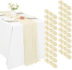 20 Pack Cheesecloth Table Runner 17 x 108 Inch, Ivory by REWOMC