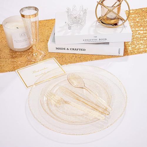 WDF 360 Gold Plastic Silverware - Disposable Gold Glitter Cutlery - Plastic Silverware inluding 120Forks, 120 Spoons, 120 Knives for Wedding/Baby Shower/Birthday - Image 6