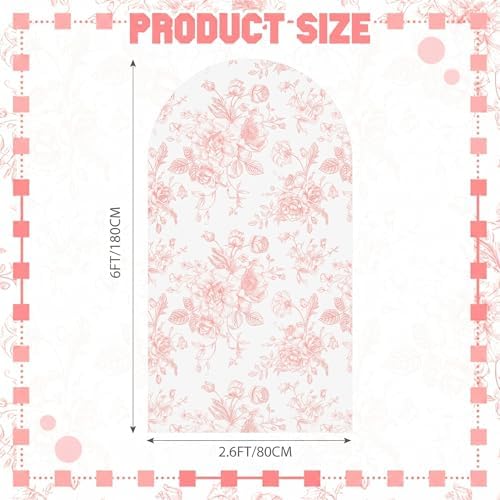 Tegeme Pink Floral Arch Cover 6.6ft Stretchy Party Arch Backdrop Cover - Image 2