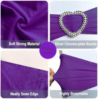 Purple Chair Sashes 60 Pack Spandex Purple Chair Sashes Bows with Heart Buckle Slider for Wedding Banquet Party Decorations - Image 3